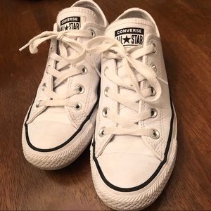 White leather low top converse